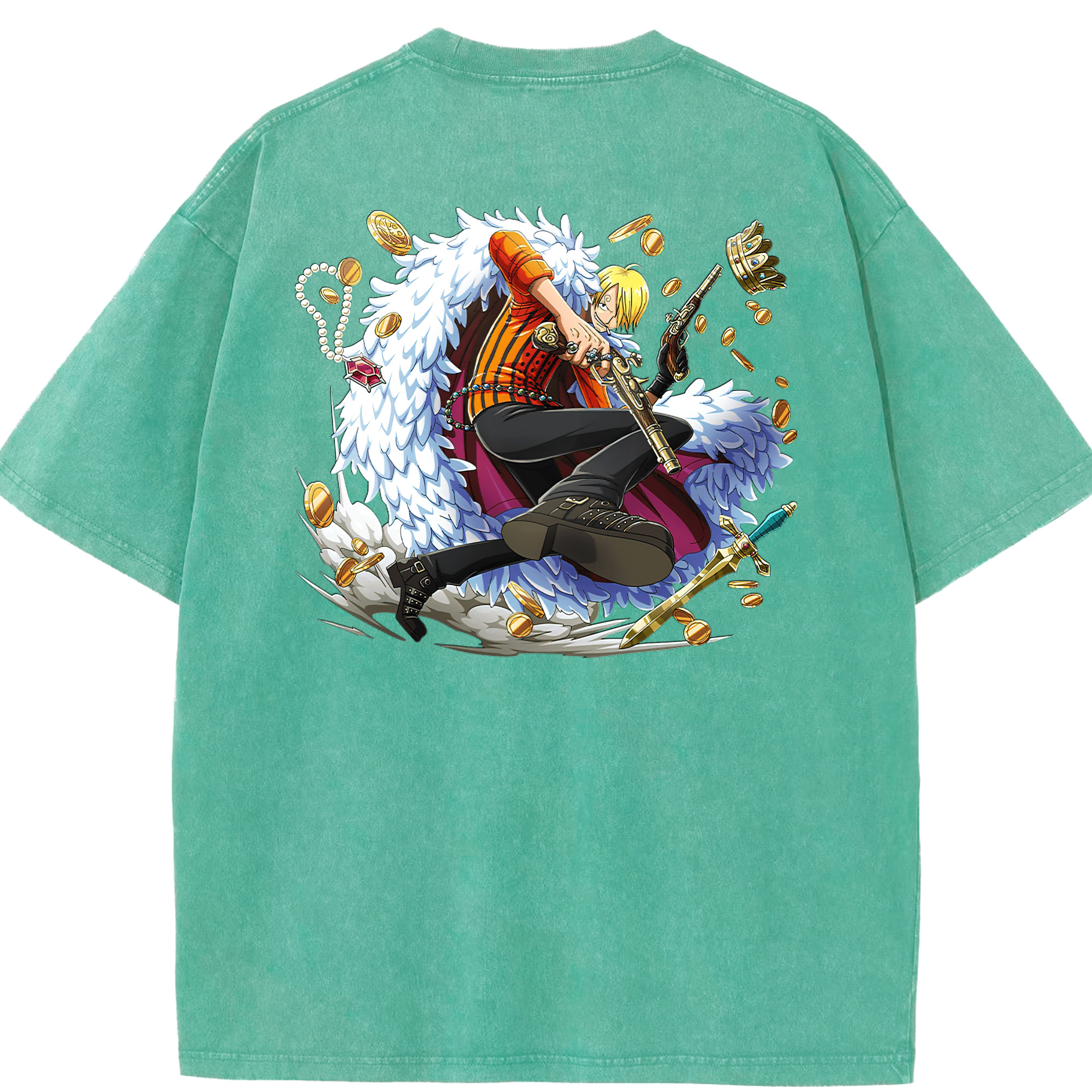 ワンピース サンジ ONE PIECE Sanji 綿100% ヴィンテージ風 半袖Tシャツ（背面プリント）
